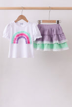 Purple lace rainbow ruffle skorts set - ARIA KIDS