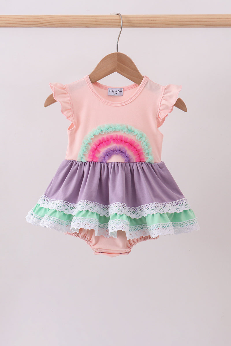 Purple lace rainbow ruffle bubble - ARIA KIDS