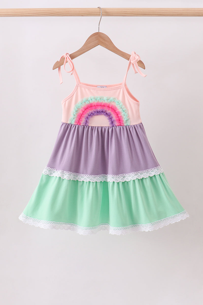 Purple lace rainbow tiered dress - ARIA KIDS