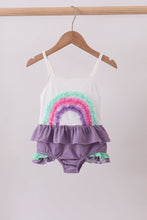 Purple lace rainbow ruffle one-piece swimsuit - ARIA KIDS