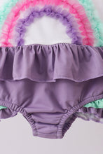 Purple lace rainbow ruffle one-piece swimsuit - ARIA KIDS