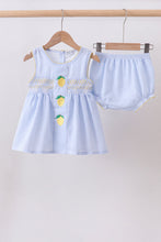 Blue lemon embroidery seersucker bloomer set - ARIA KIDS