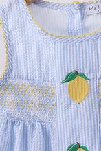 Blue lemon embroidery seersucker ruffle shorts set - ARIA KIDS