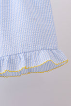 Blue lemon embroidery seersucker ruffle shorts set - ARIA KIDS