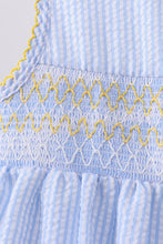 Blue lemon embroidery seersucker dress - ARIA KIDS
