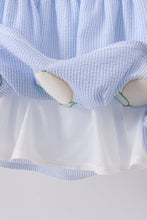 Blue lemon embroidery seersucker dress - ARIA KIDS