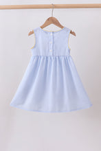 Blue lemon embroidery seersucker dress - ARIA KIDS