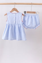 Blue flag smocked woven gingham bloomer set - ARIA KIDS
