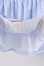 Blue flag smocked woven gingham dress - ARIA KIDS