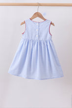 Blue flag smocked woven gingham dress - ARIA KIDS