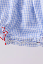Blue flag smocked ruffle bubble - ARIA KIDS