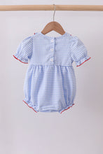 Blue flag smocked ruffle bubble - ARIA KIDS