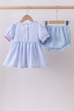 Blue flag smocked ruffle bloomer set - ARIA KIDS