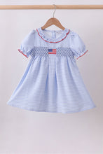 Blue flag smocked ruffle dress - ARIA KIDS