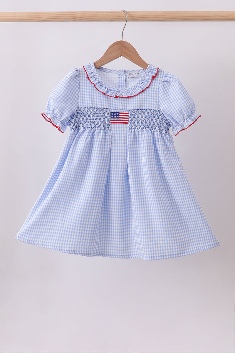 Blue flag smocked ruffle dress - ARIA KIDS