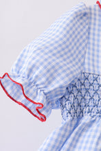 Blue flag smocked ruffle dress - ARIA KIDS
