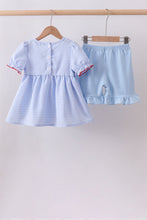Blue flag smocked ruffle shorts set - ARIA KIDS