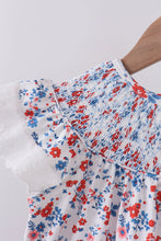 Blue floral lace smocked shorts set - ARIA KIDS