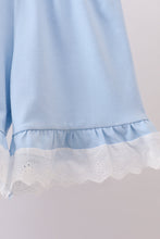 Blue floral lace smocked shorts set - ARIA KIDS
