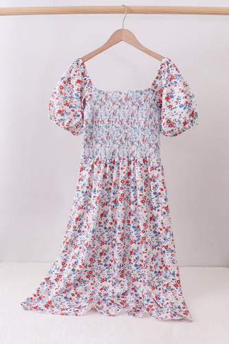 Blue floral smocked dress - ARIA KIDS