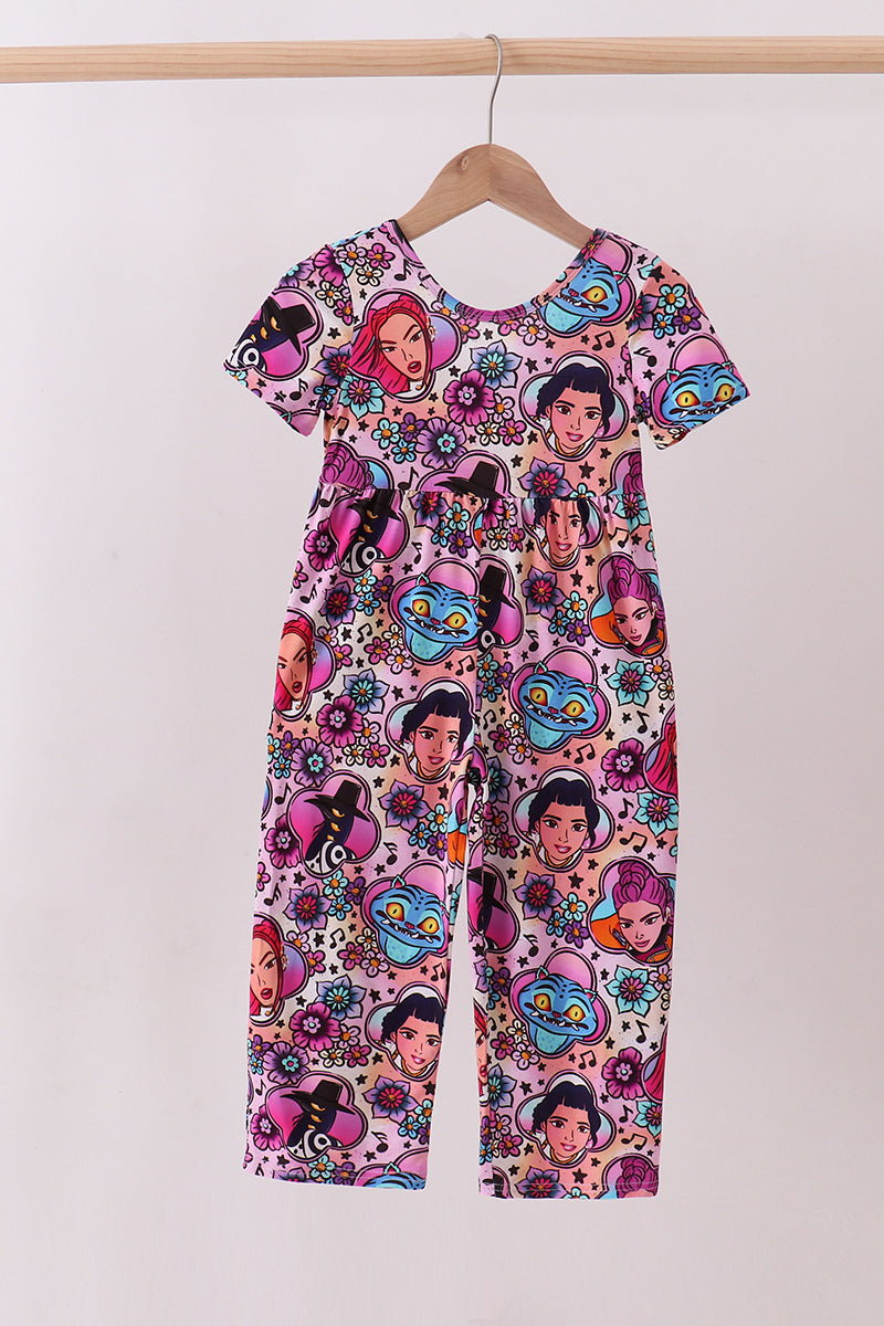 Purple character bamboo jumpsuit - ARIA KIDS
