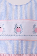 Blue stripe seersucker crab embroidery swimsuit - ARIA KIDS