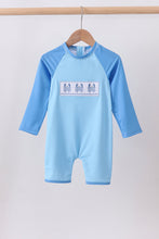 Blue crab embroidery one-piece swimsuit - ARIA KIDS