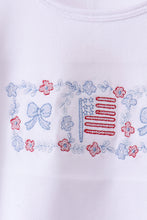 Blue flag smocked jacquard ruffle shorts set - ARIA KIDS