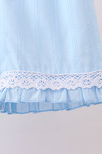 Blue flag smocked jacquard ruffle shorts set - ARIA KIDS
