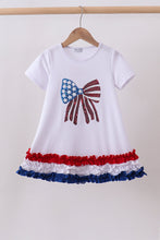 White bow sequin ruffle dress - ARIA KIDS