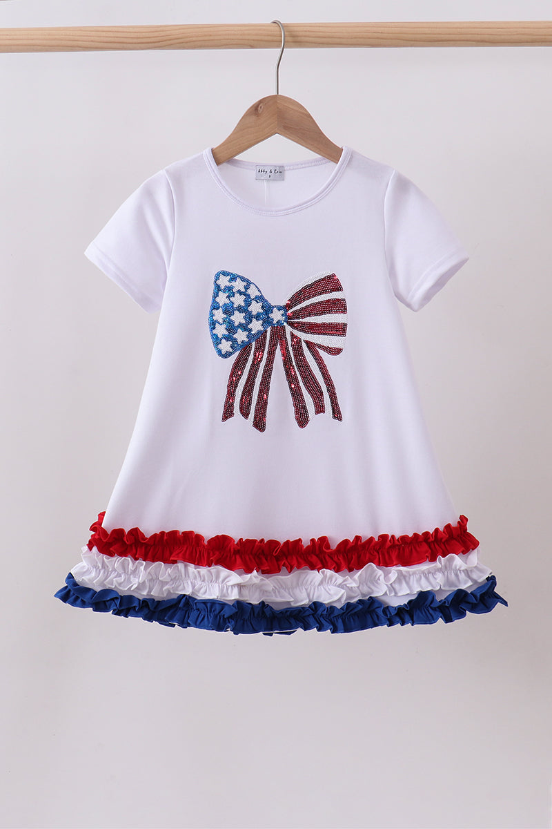 White bow sequin ruffle dress - ARIA KIDS