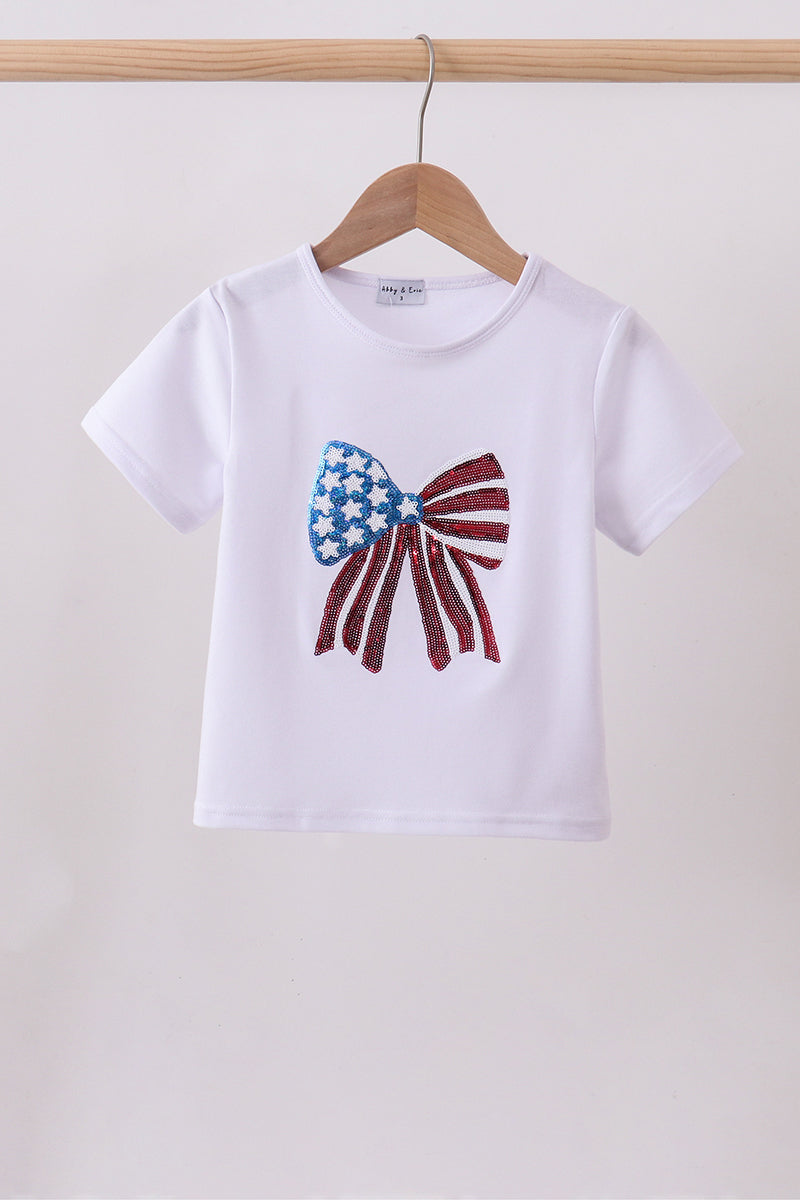 White bow sequin mom&me top - ARIA KIDS