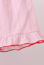 Pink fireworks flag smocked jacquard scalloped ruffle shorts set - ARIA KIDS