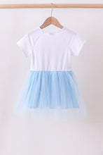 Blue bow star sequin tulle dress - ARIA KIDS