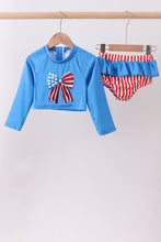 Blue bow sequin 2pc swimsuit - ARIA KIDS