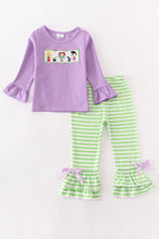 Purple witch embroidered ruffle pant girl set - ARIA KIDS