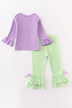 Purple witch embroidered ruffle pant girl set - ARIA KIDS