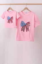 Pink flag bow sequin mom&me top - ARIA KIDS