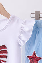 Blue bow star sequin skort set - ARIA KIDS