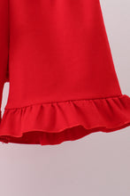 Pink flag embroidery gingham ruffle shorts set - ARIA KIDS