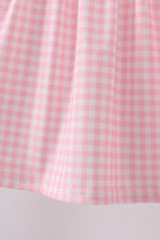 Pink flag embroidery gingham ruffle shorts set - ARIA KIDS