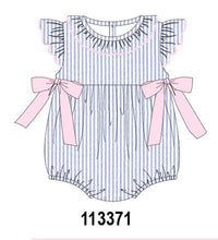 Blue Stripe Bow Ruffle Bubble