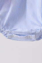Blue Stripe Bow Seersucker Ruffle Bubble - ARIA KIDS
