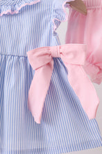 Blue Stripe Bow Seersucker Bloomer Set - ARIA KIDS