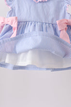 Blue Stripe Bow Seersucker Bloomer Set - ARIA KIDS
