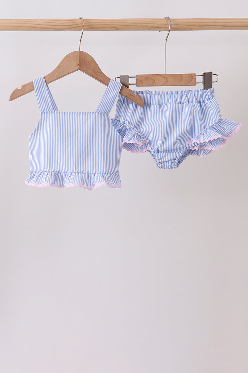 Blue Stripe 2pc Seersucker Swimsuit - ARIA KIDS
