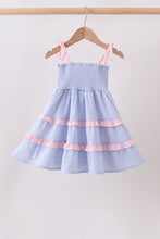 Blue Stripe Smocked Seersucker Mom Dress - ARIA KIDS