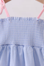 Blue Stripe Smocked Seersucker Mom Dress - ARIA KIDS