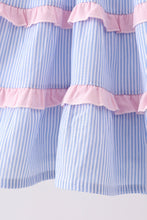 Blue Stripe Smocked Seersucker Mom Dress - ARIA KIDS