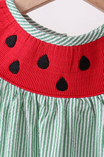 Green Watermelon Stripe Smocked Embroidered Seersucker Set - ARIA KIDS